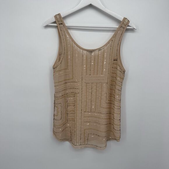 Guess Blush Beaded Sequin Tank Top Y2k Style Size Small - Picture 8 of 10